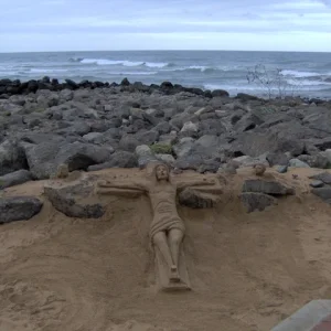 Sandskulptur Jesus