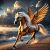 Pferd-gold-schimmernd-Engelsflügel-dunkleWolken-Meeresstrand_03.webp