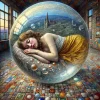 Frau-schläft-Glaskugel-nach-Klimt_fotorealistisch_01.webp
