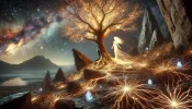 DALL·E 2024-12-25 13.59.31 - A wild and untamed symbolic landscape featuring a glowing tree w...webp