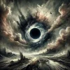 DALL·E 2024-12-30 19.57.39 - A surreal, dramatic image featuring a very large black circle in...webp