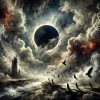DALL·E 2024-12-30 19.51.02 - A surreal and dramatic image featuring a large, dark black circl...webp