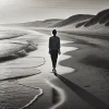DALL·E 2025-01-26 12.01.56 - A serene scene of a woman walking barefoot along a deserted beac...webp
