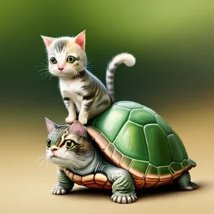 a-cute-little-cat-is-riding-on-a-turtle-411213924.png