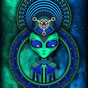 Trippy-Alien-Psytrance-Goa-psychedelischen-Raum-Vektor-digitale-Kunst-Zeichnung