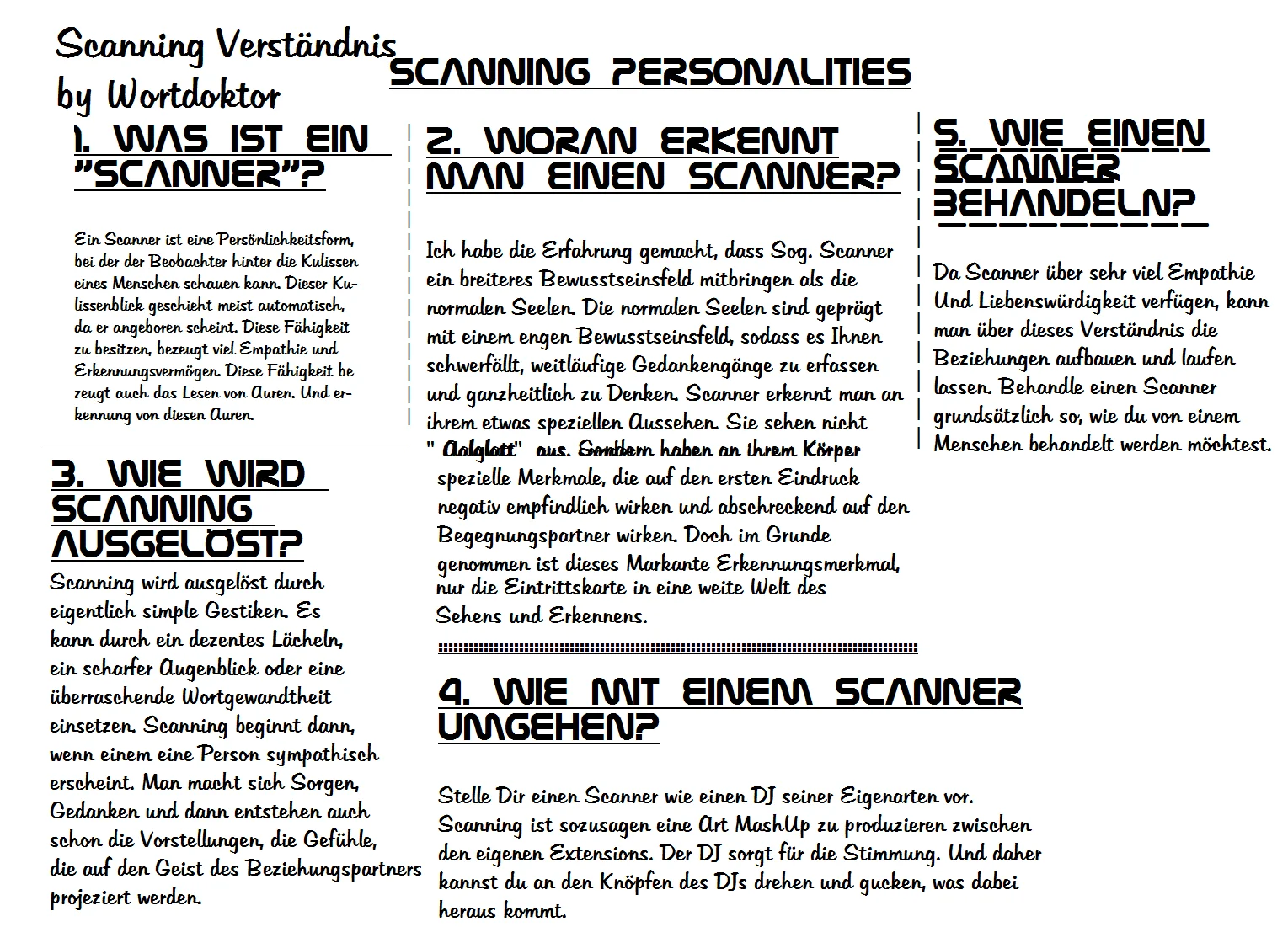 Scanning Personalities